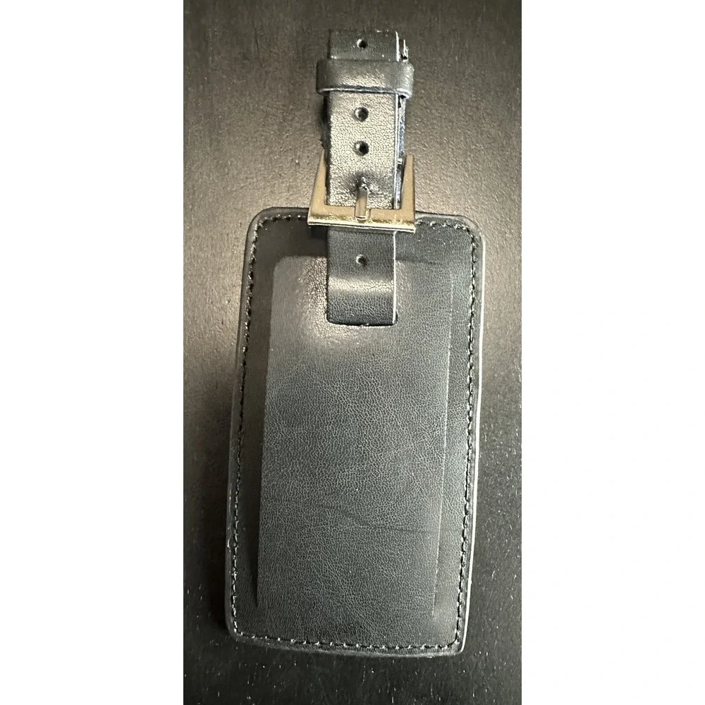 Rare Warner Brothers studios WB promotional crew leather luggage tag Black